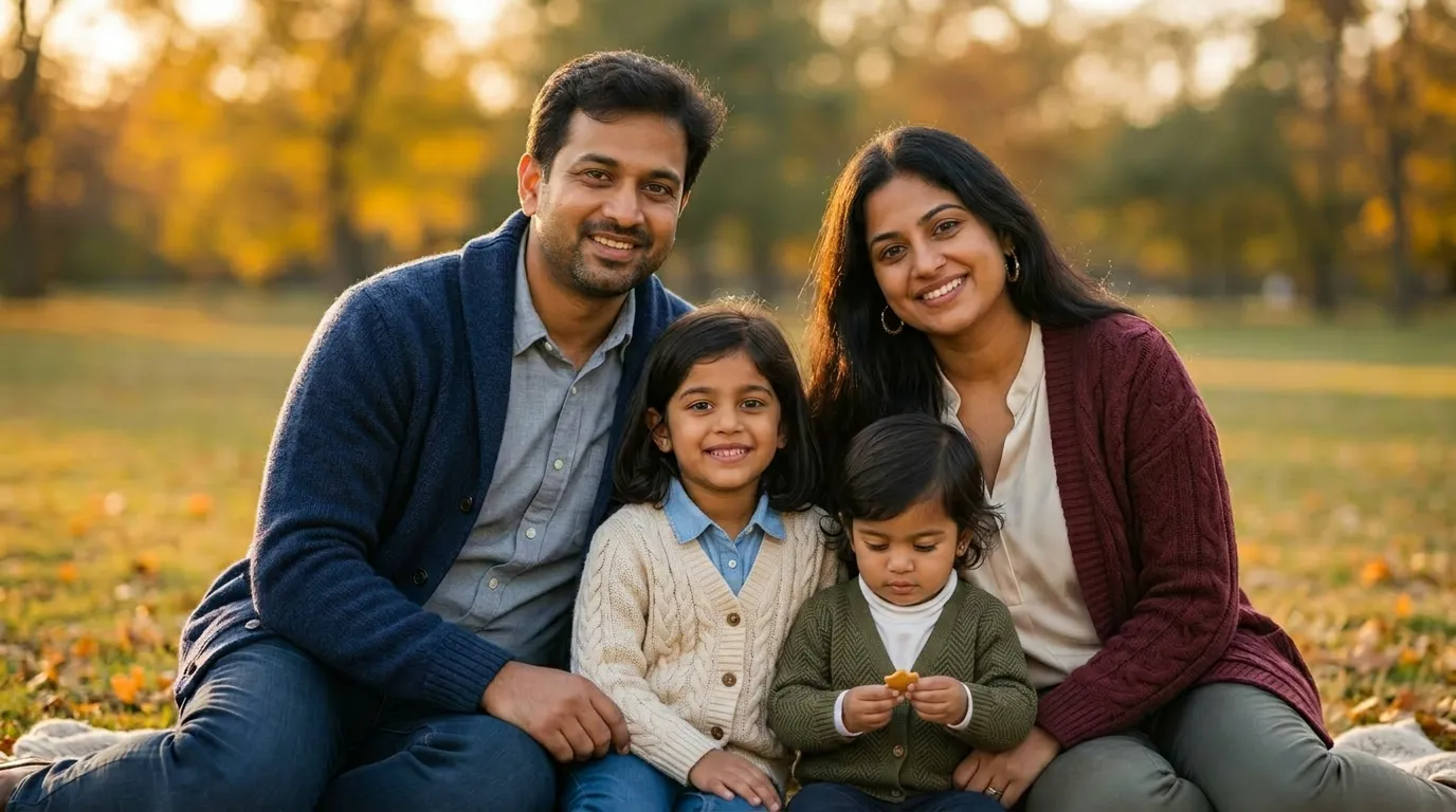 Family outdoor moment