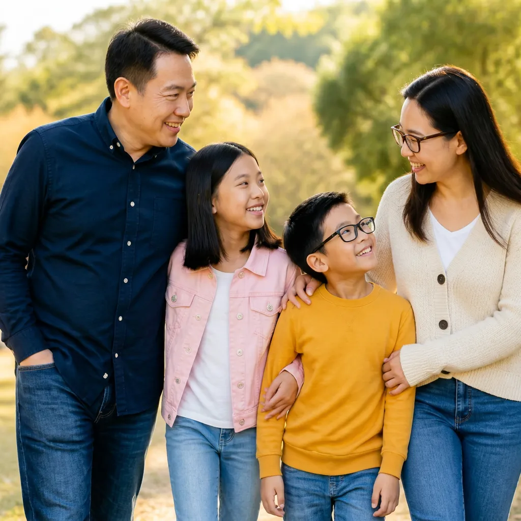 An Australian family enjoying outdoor light together